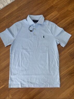 Polo by Ralph Lauren Light Blue Printed Short Sleeve Polo Mens Size Small